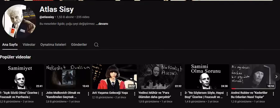 Atlas Sisy YouTube kanalındaki video denemelerinden bir kare