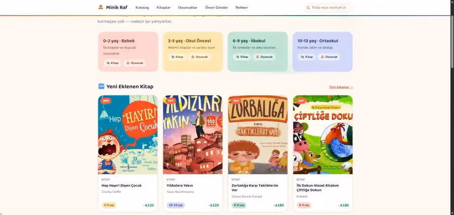 Minik Raf kitap ve oyuncak kataloğu